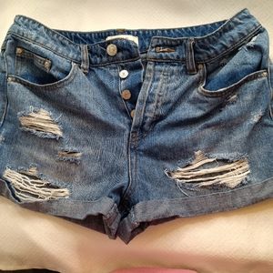 Forever 21 distressed button jean shorts  size 28